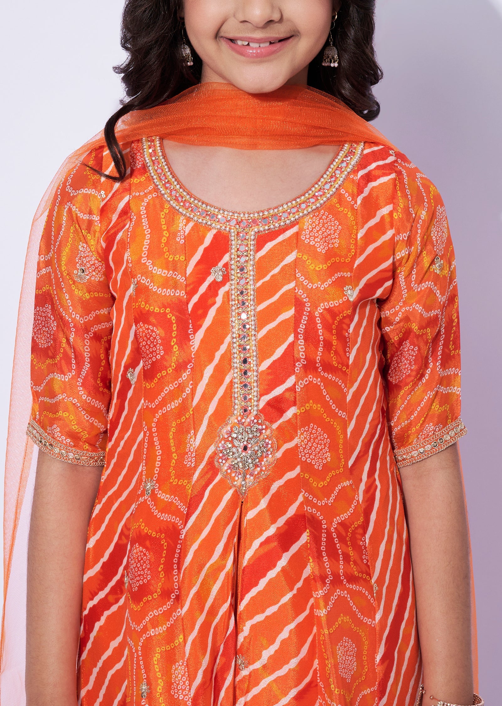 Orange Chinnon Girls Sharara