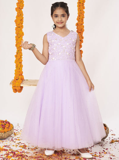 Lavender Net Ethnic Gown