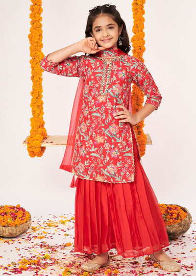 Pink Chinnon Gharara Set