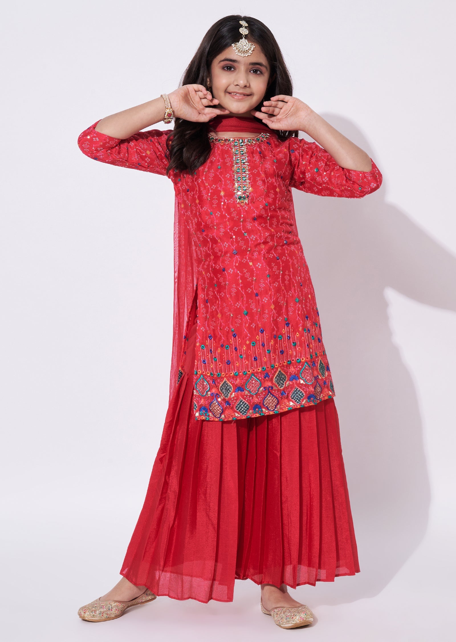 Rani Pink Chinnon Gharara Set