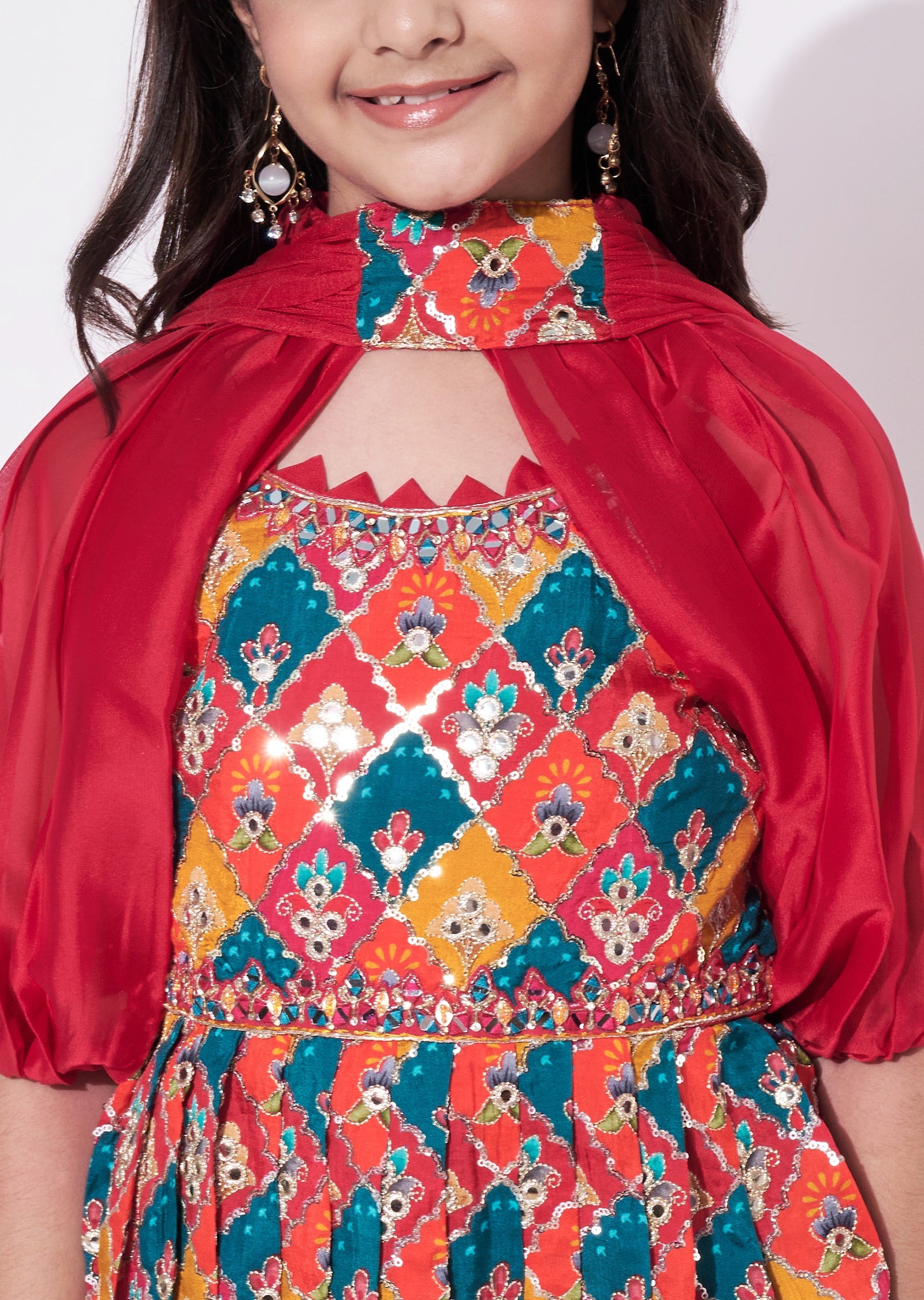 Red Muslin Gharara Set