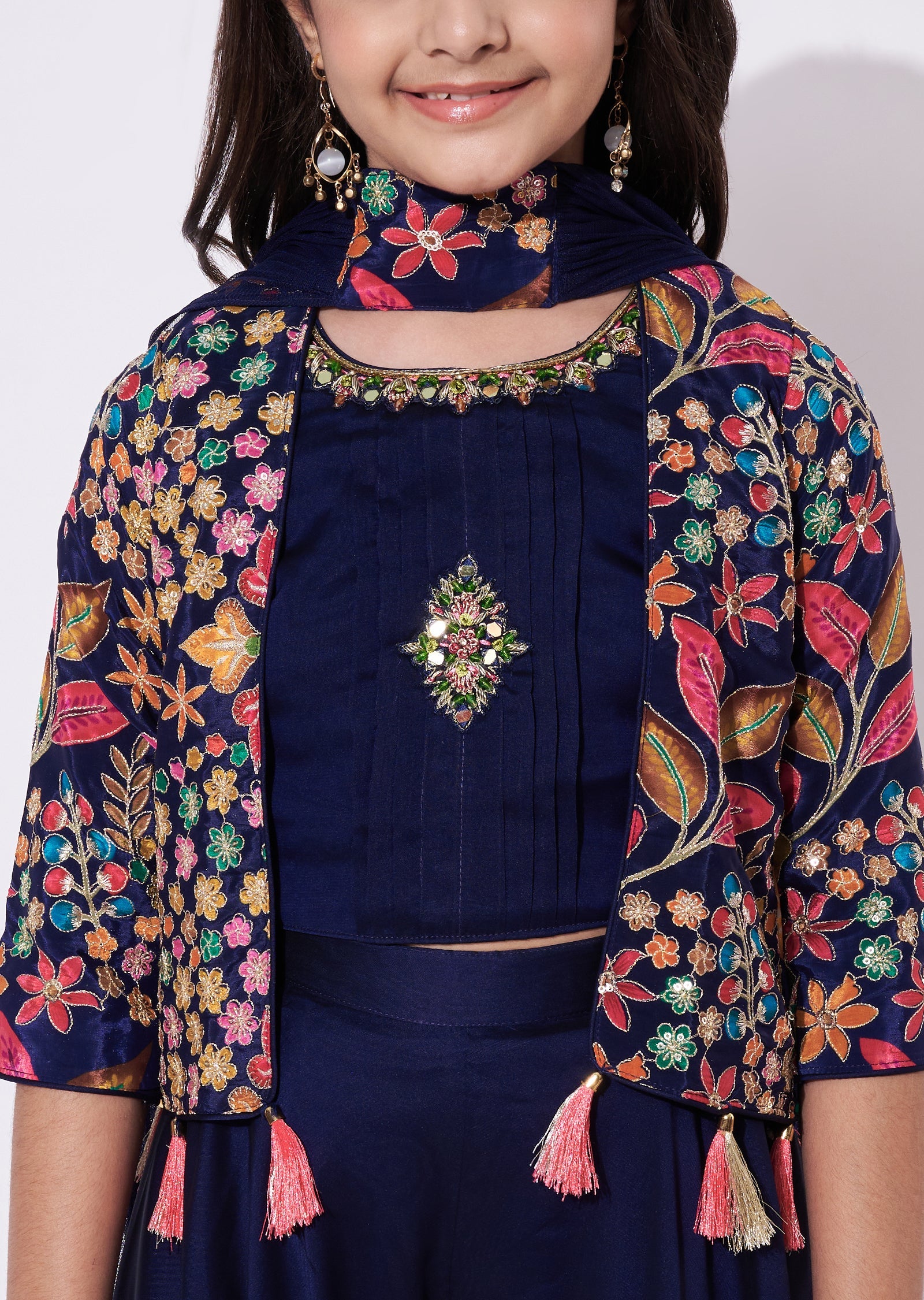 Navy Blue Chiffon Gharara Set