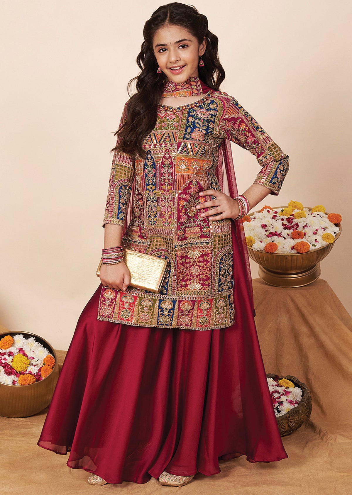 Magenta Silk Girla Gharara