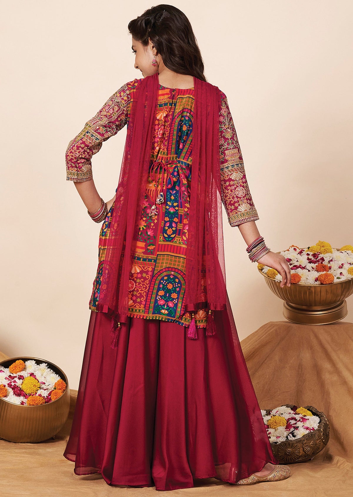 Magenta Silk Girla Gharara