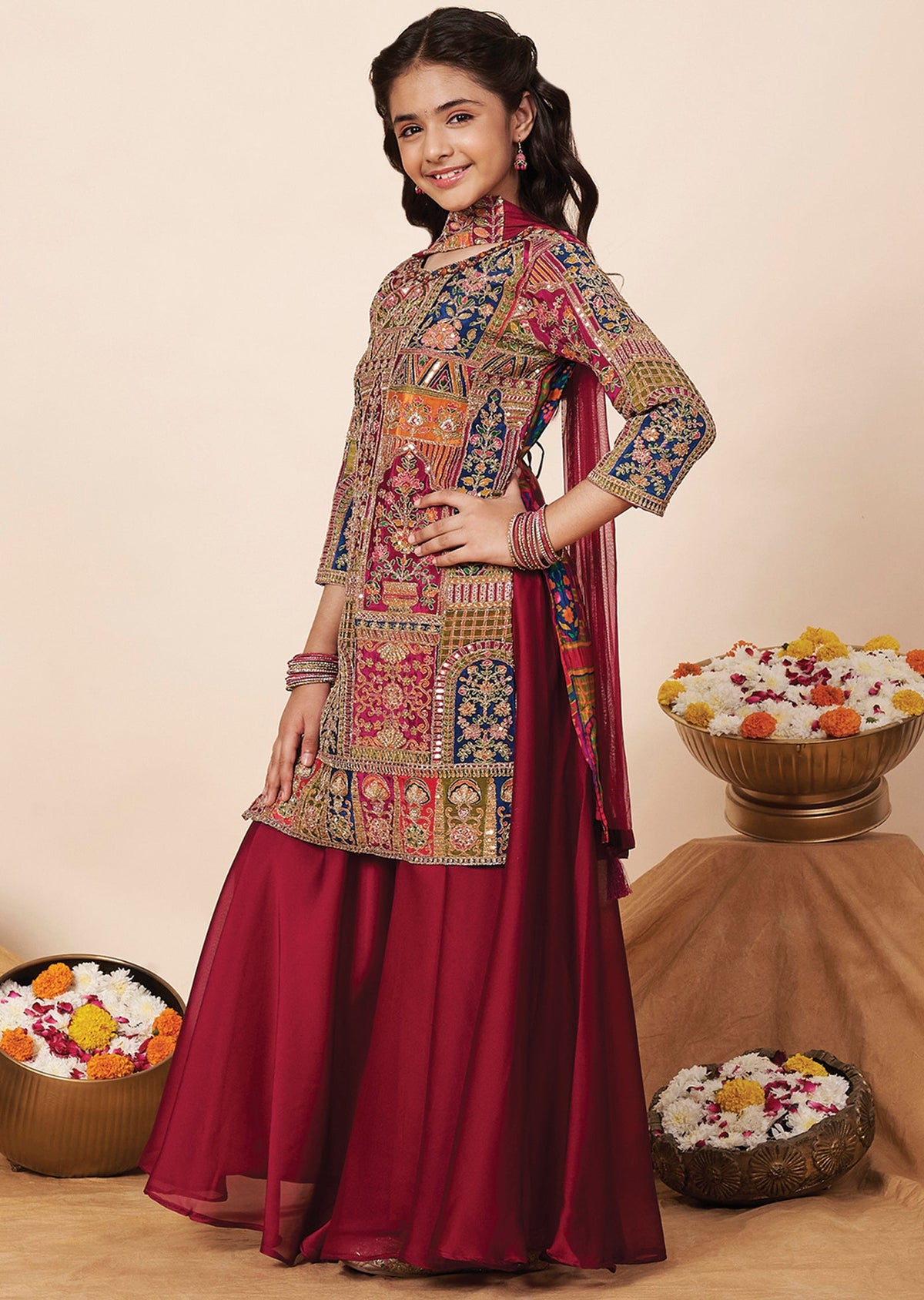 Magenta Silk Girla Gharara