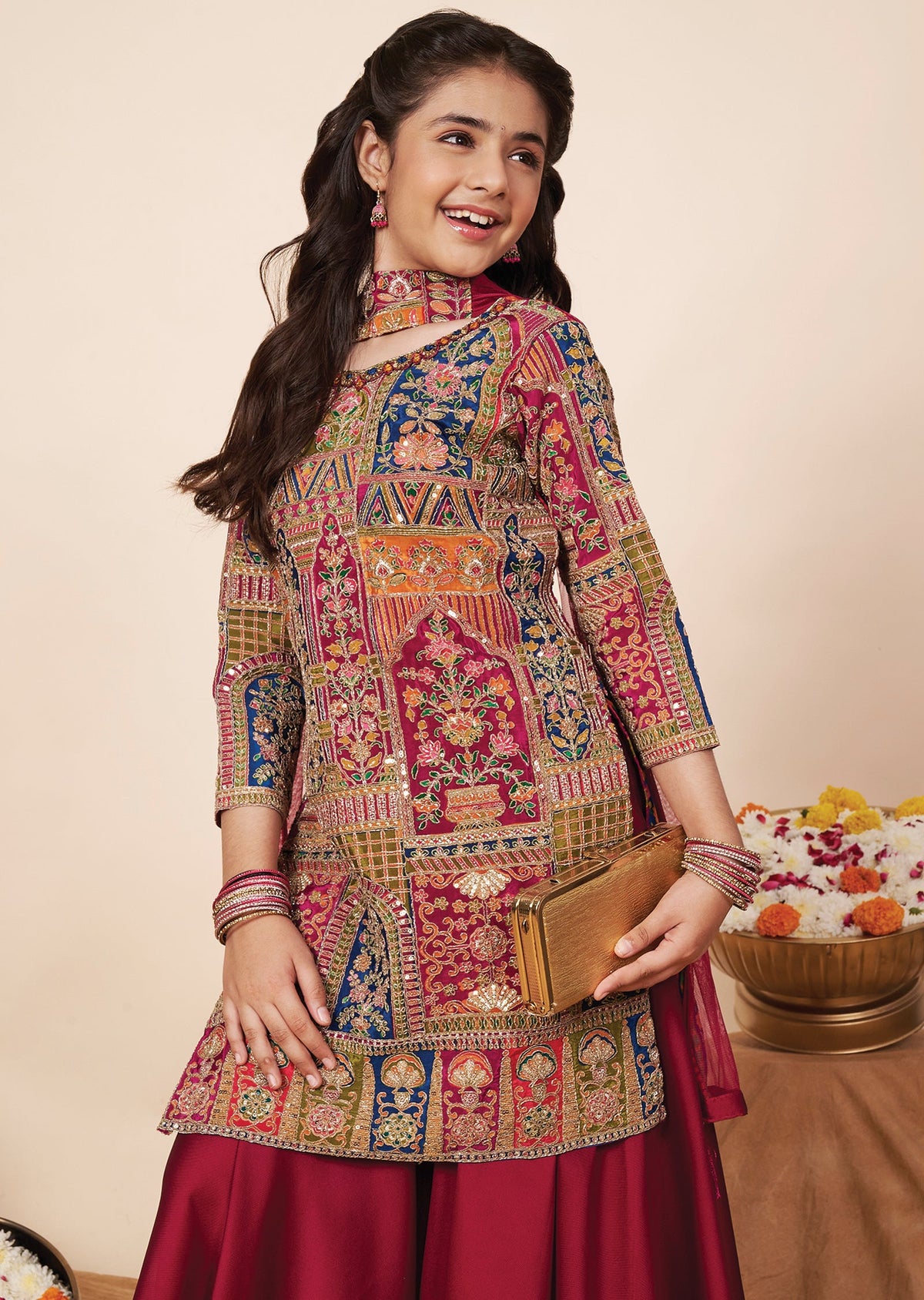 Magenta Silk Girla Gharara