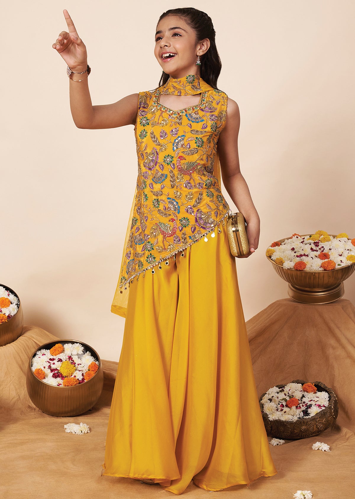 Mustard Crepe Girla Gharara