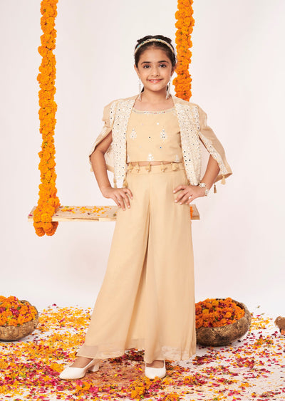 Dark Biege Georgette Gharara Set