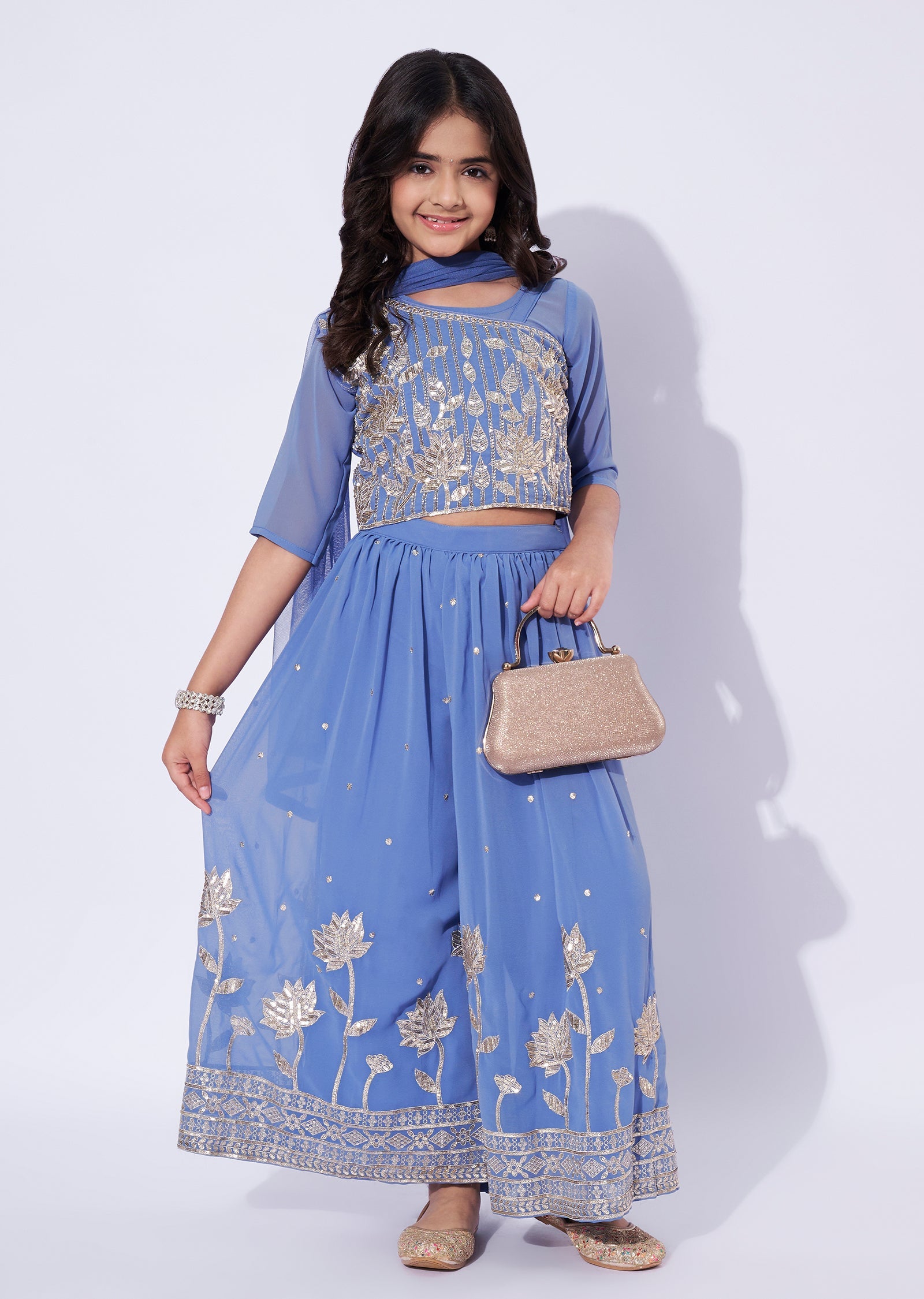 Blue Georgette Girls Sharara