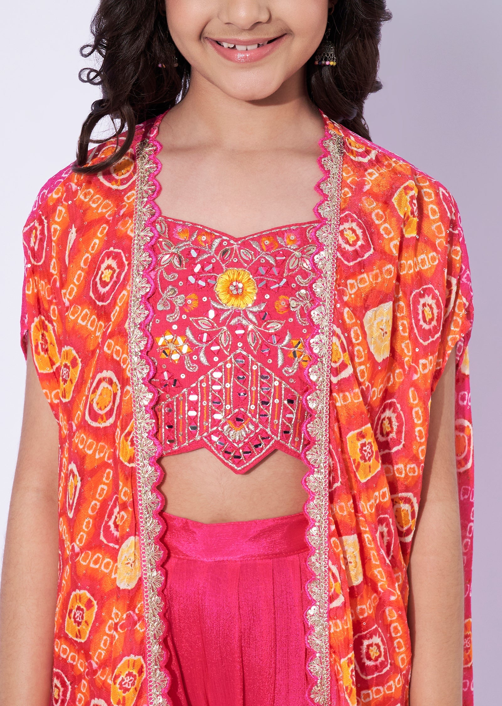 Rani Pink Chinnon Girls Sharara