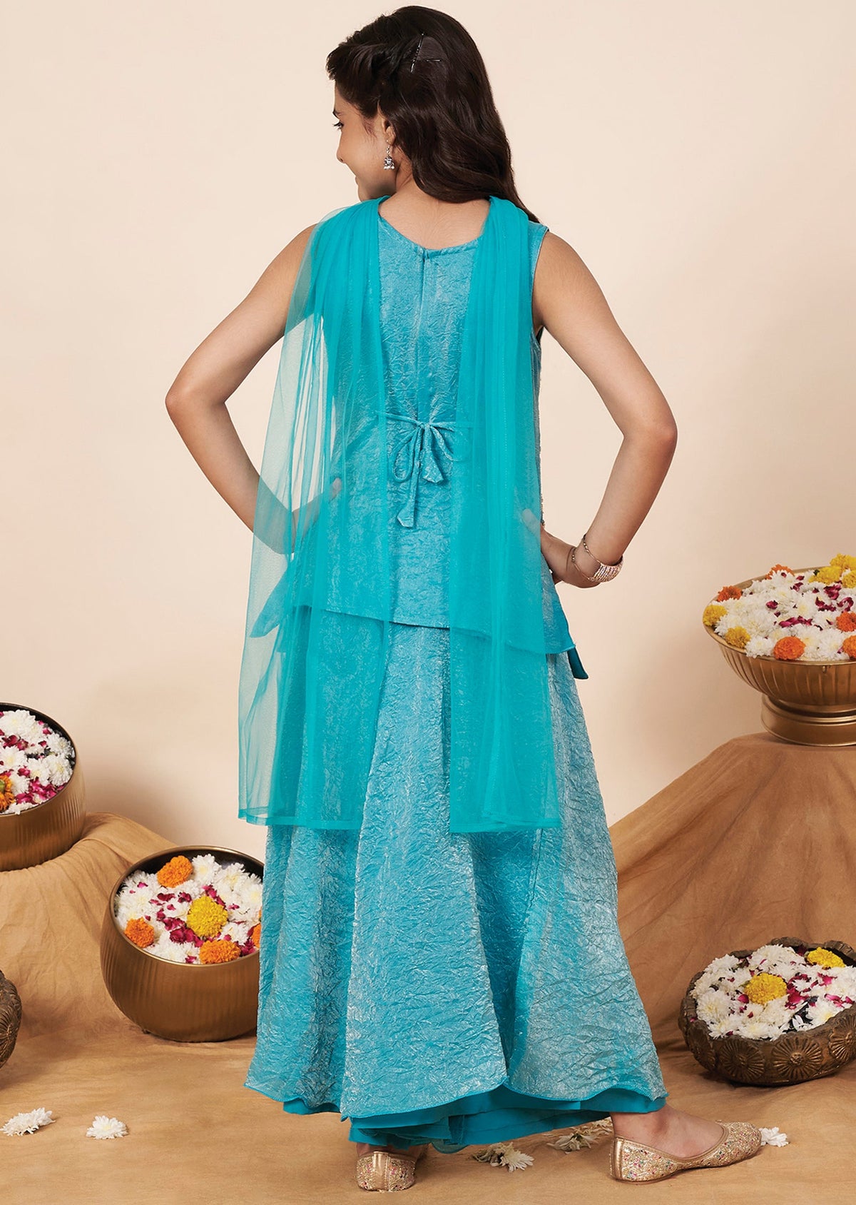 Sea Green Tissue Girla Gharara