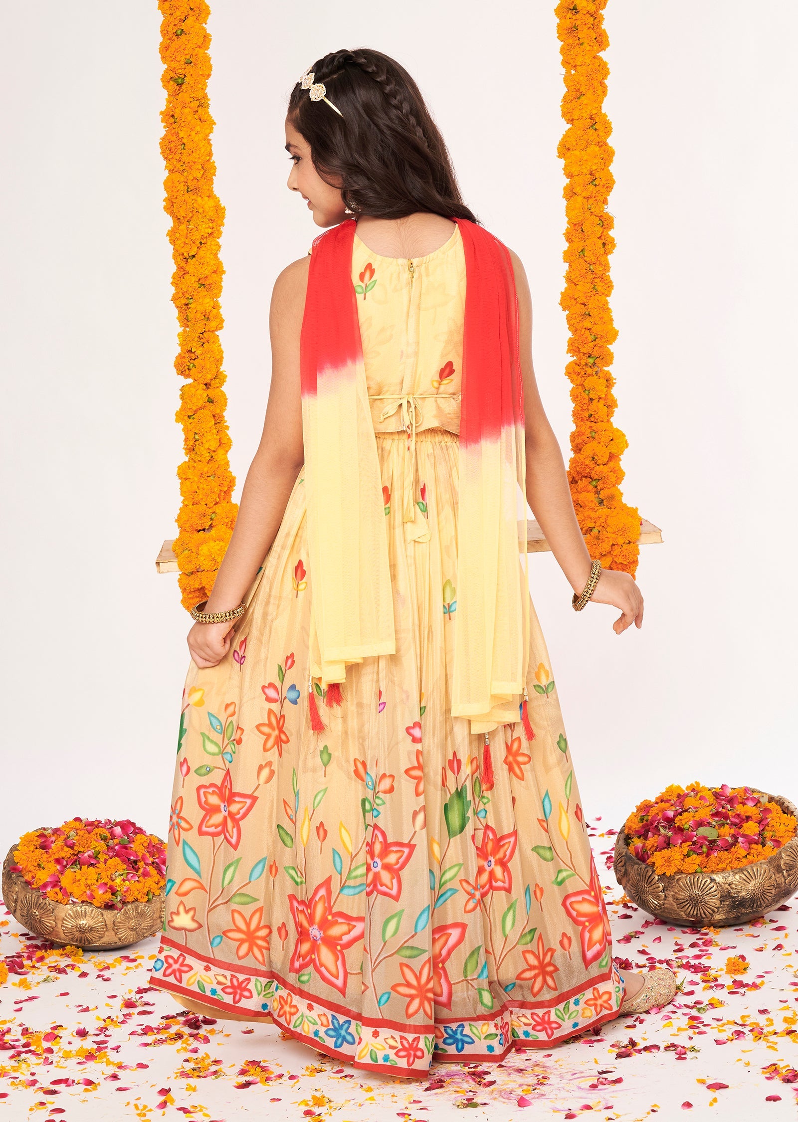 Biege Chinnon Lehenga