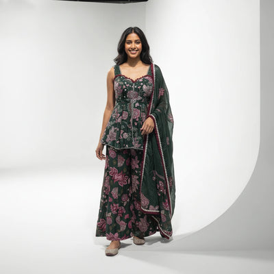 Mehndi Green Georgette Sharara Set