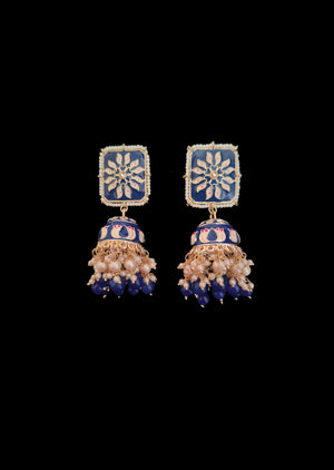 Navy Blue Brass Earring