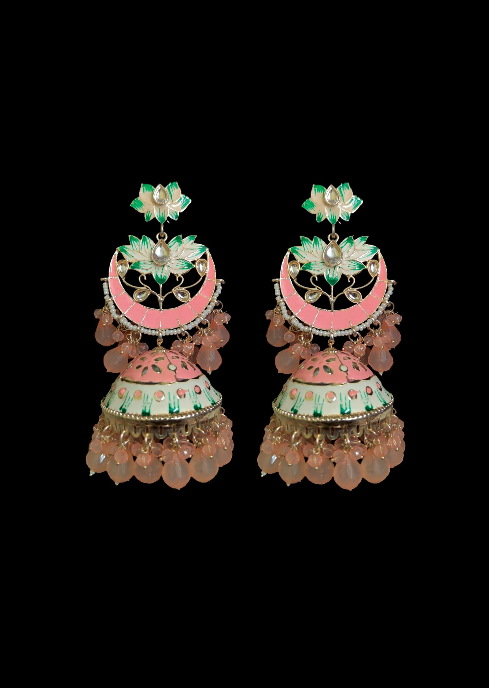 Mint Pink Brass Earring