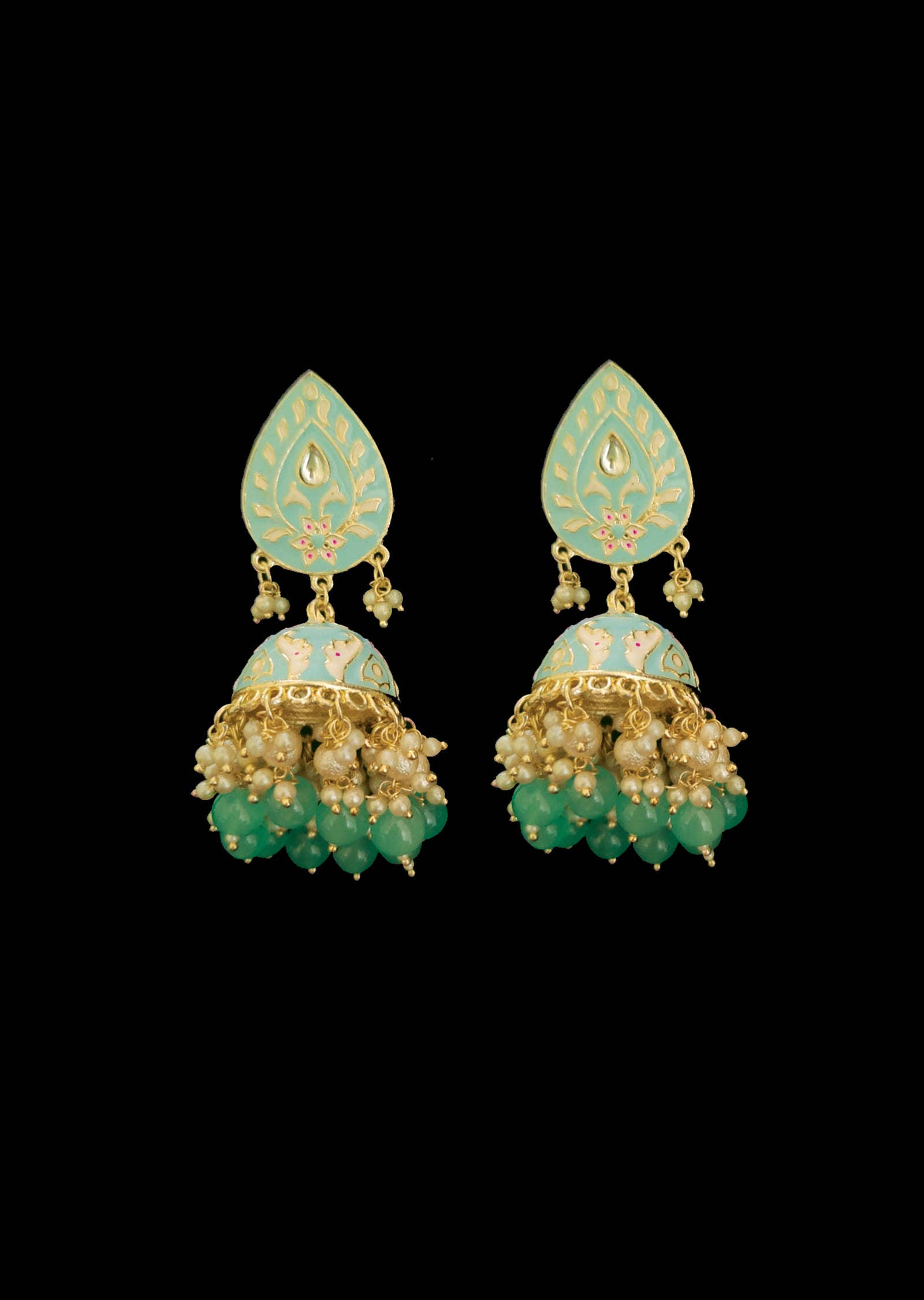 Mint Green Brass Earring