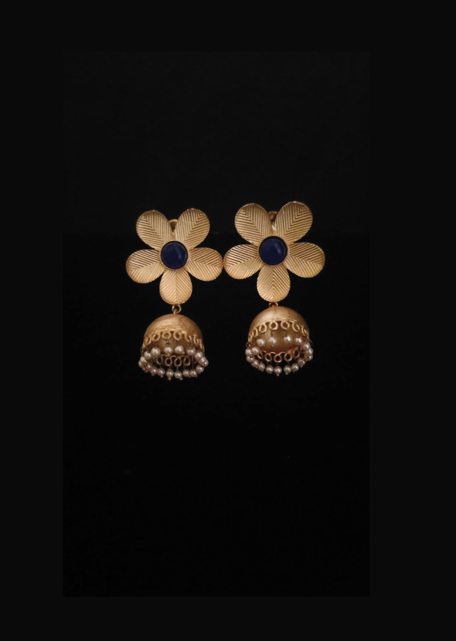 Navy Blue Brass Earring