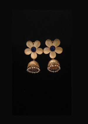 Navy Blue Brass Earring