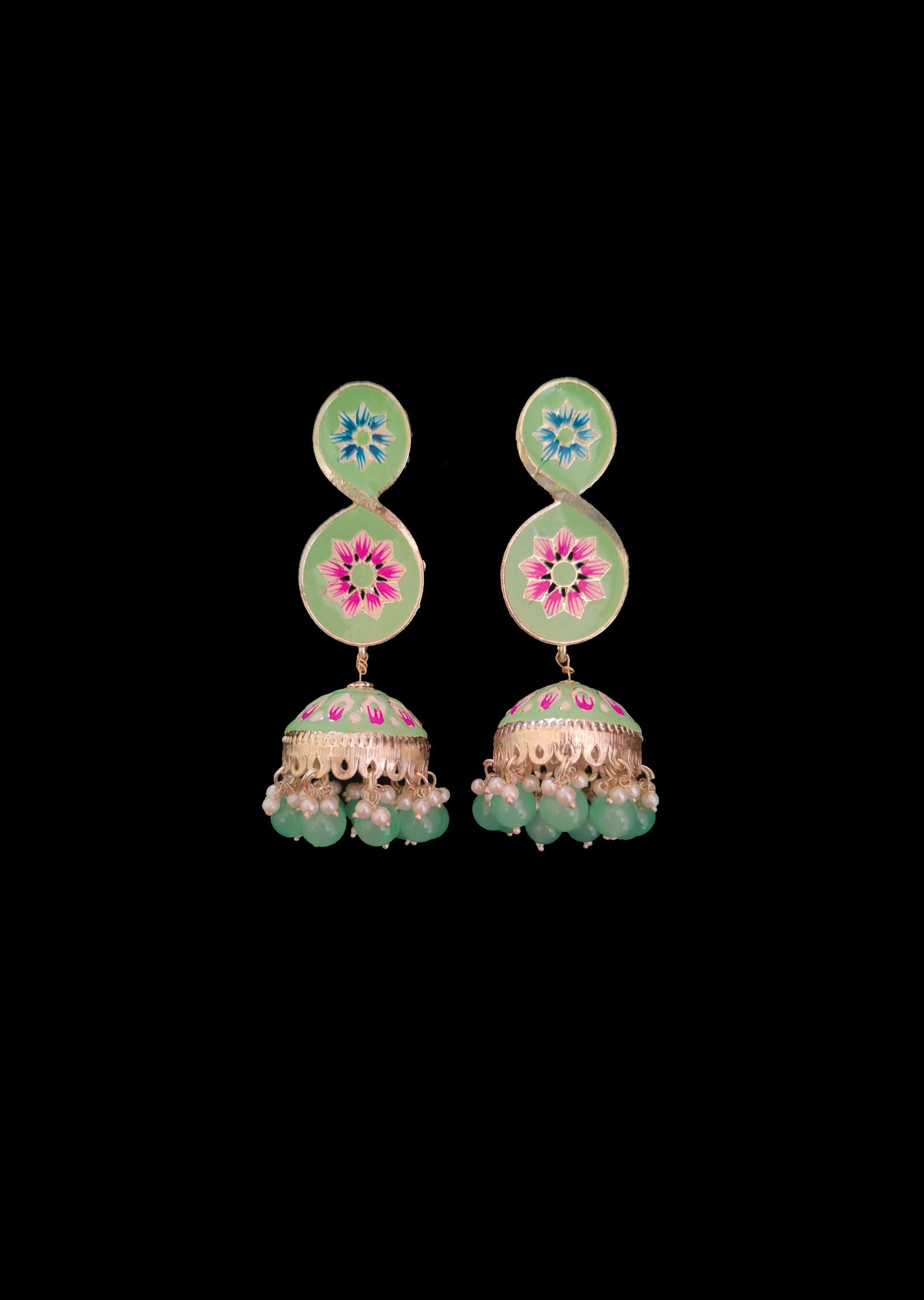 Mint Green Brass Earring