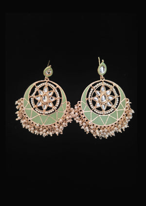 Mint Green Brass Earring