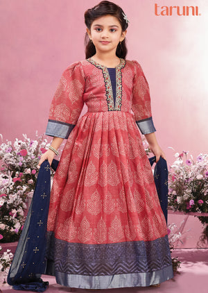 Pink Silk Kids Anarkali