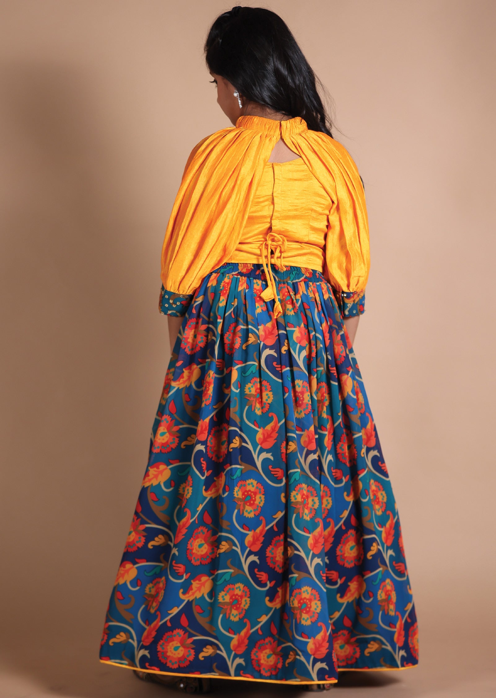 Mustard Silk/Georgette Kids lehenga