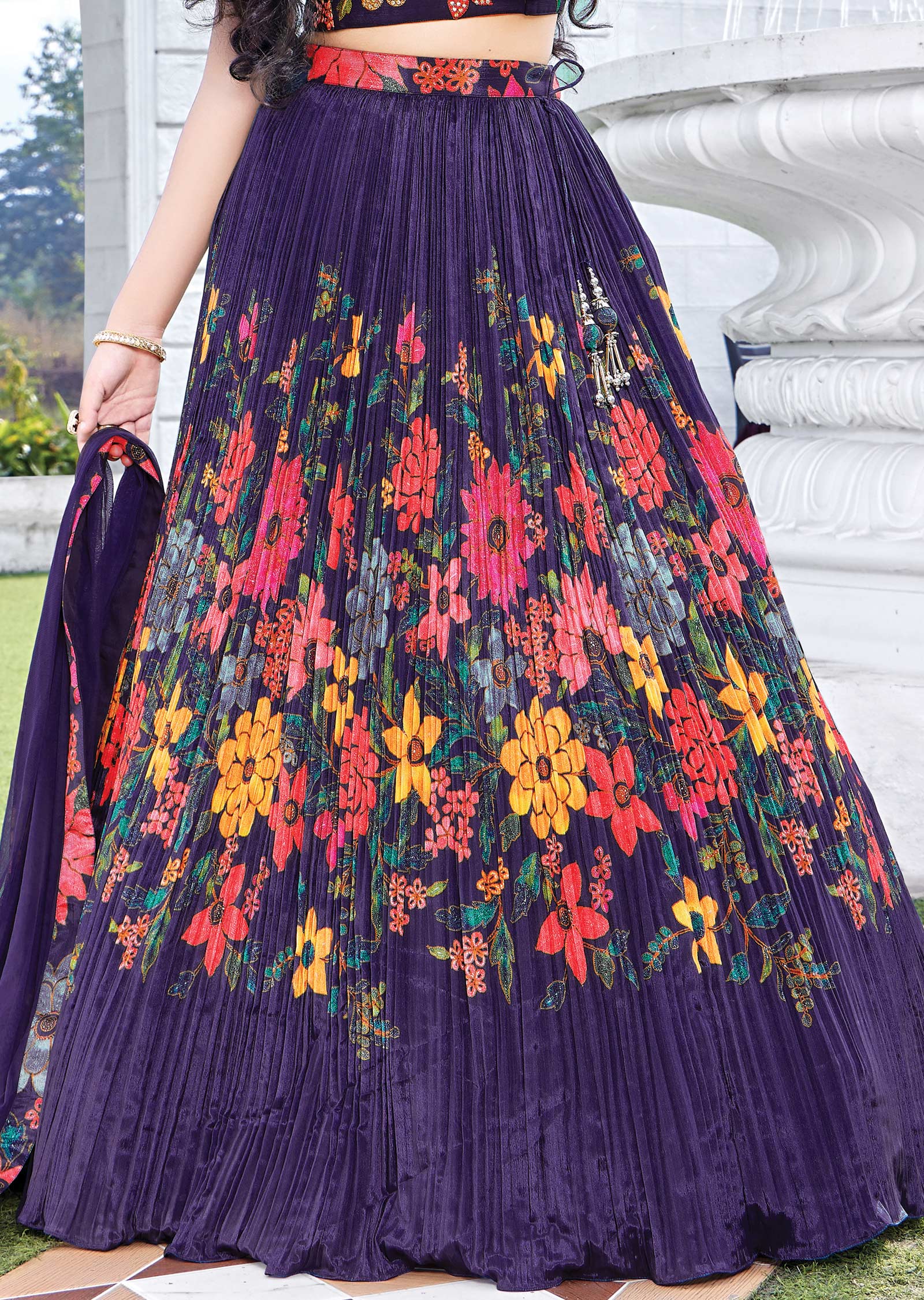 Purple Chinnon Kids Lehenga