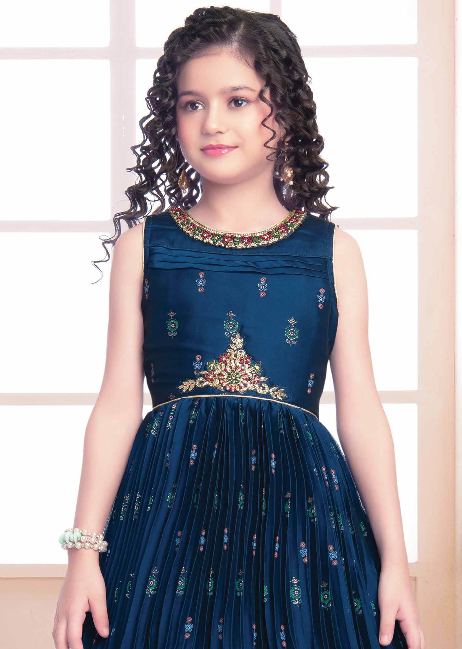 Blue Chiffon Kids Gown