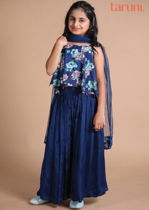 Navy Blue Chinnon Kids Shararas Ghararas