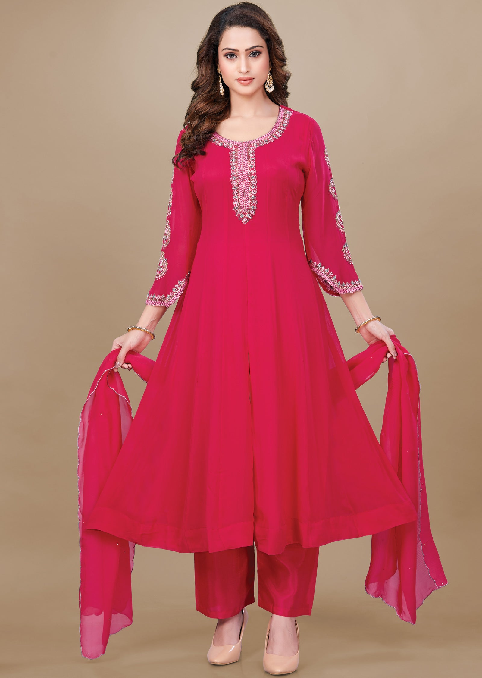 Rani Pink Georgette Anarkali