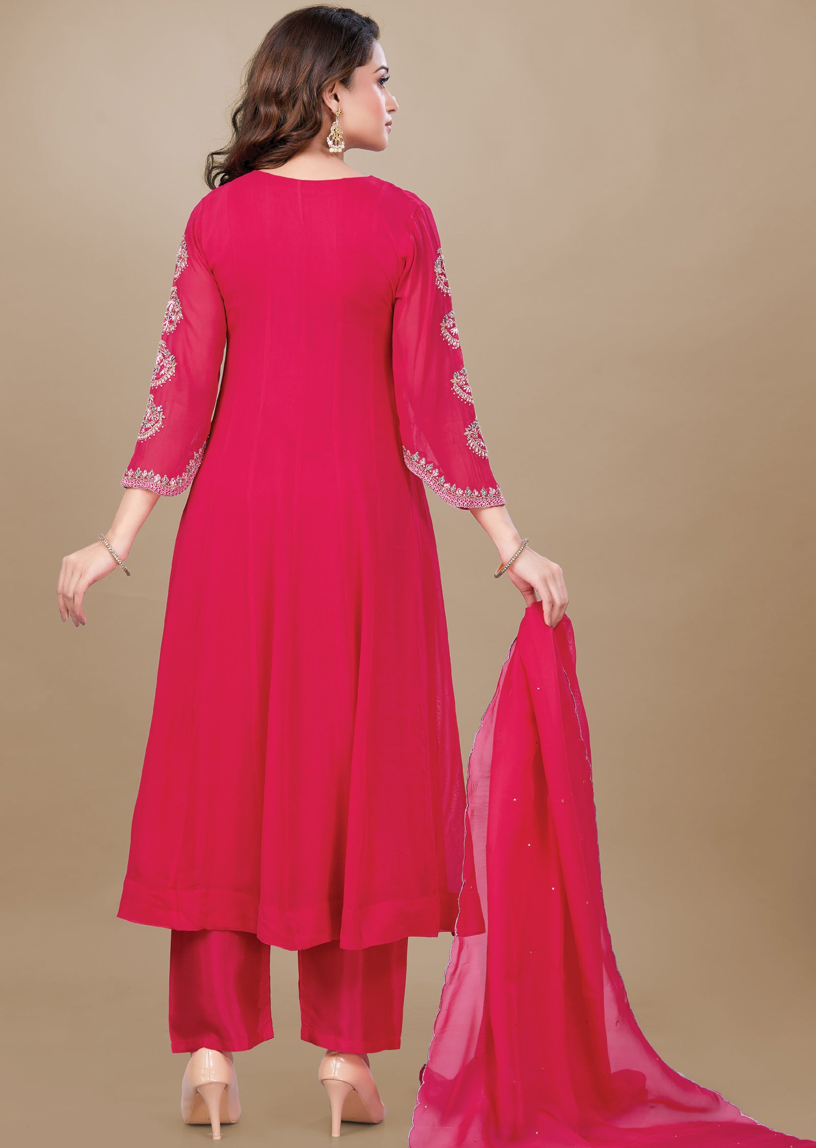 Rani Pink Georgette Anarkali