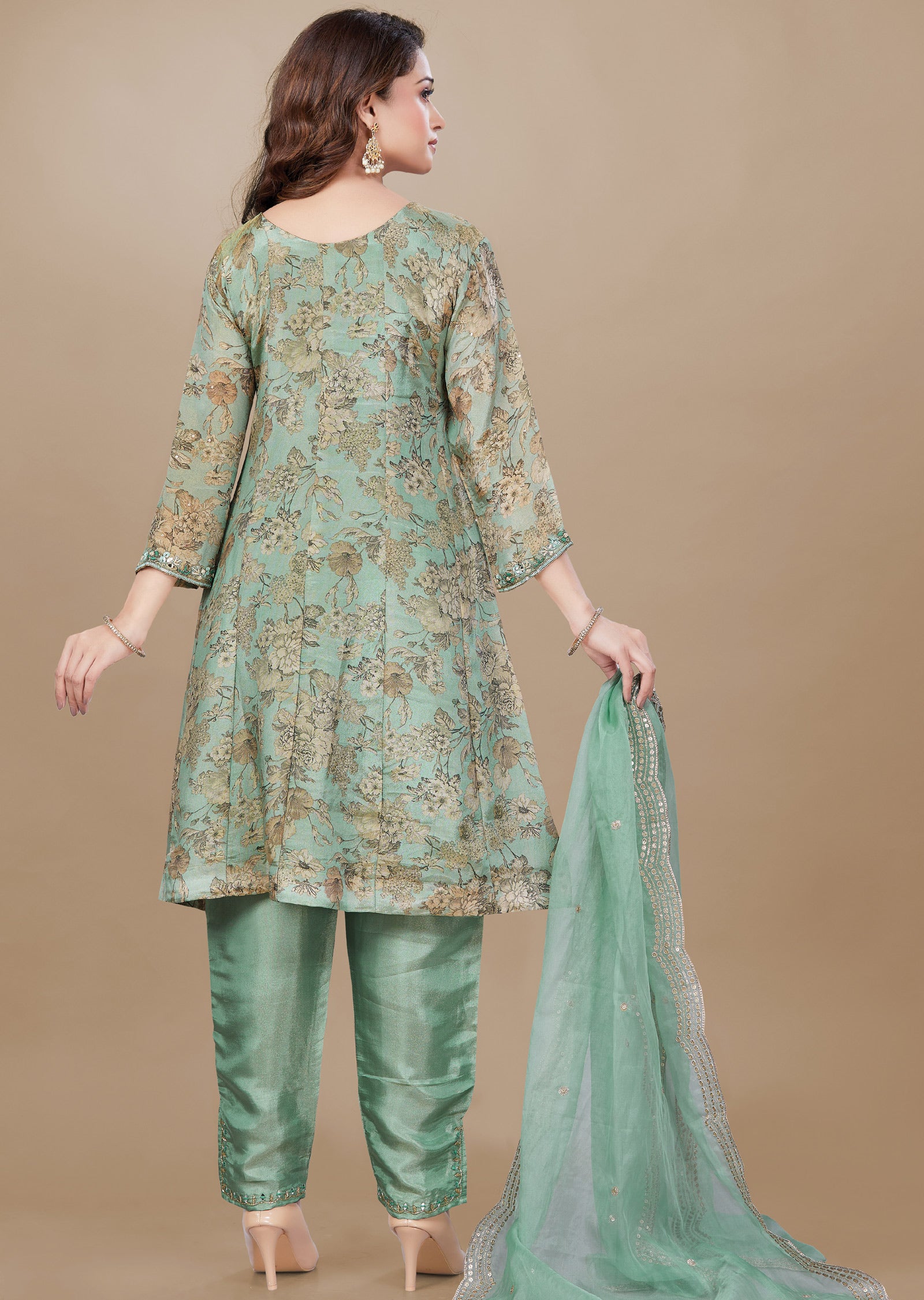 Light Green Tissue Silk Anarkali