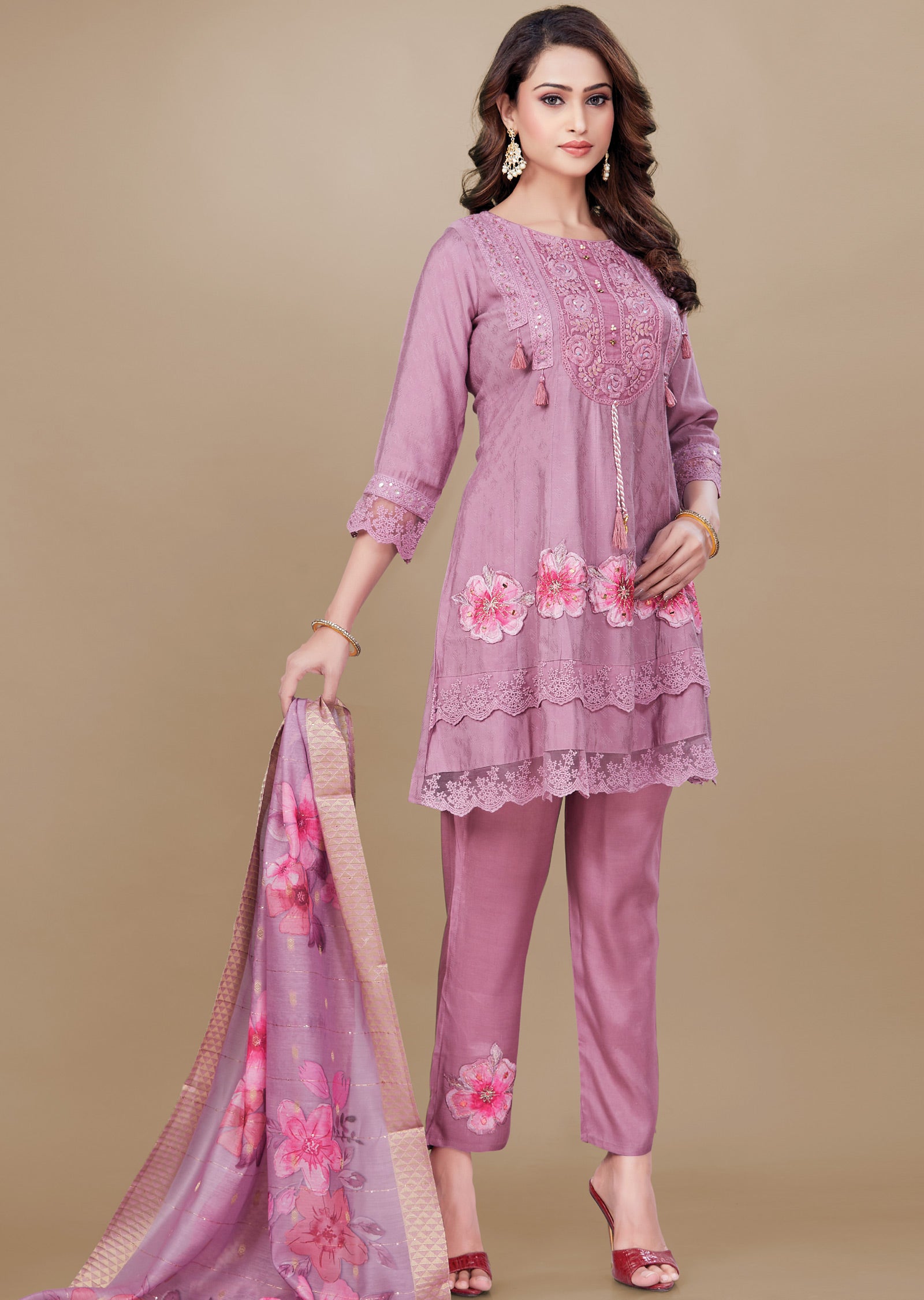 Lavender Modal Silk Anarkali