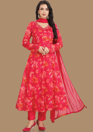 Rani Pink Chinnon Anarkali