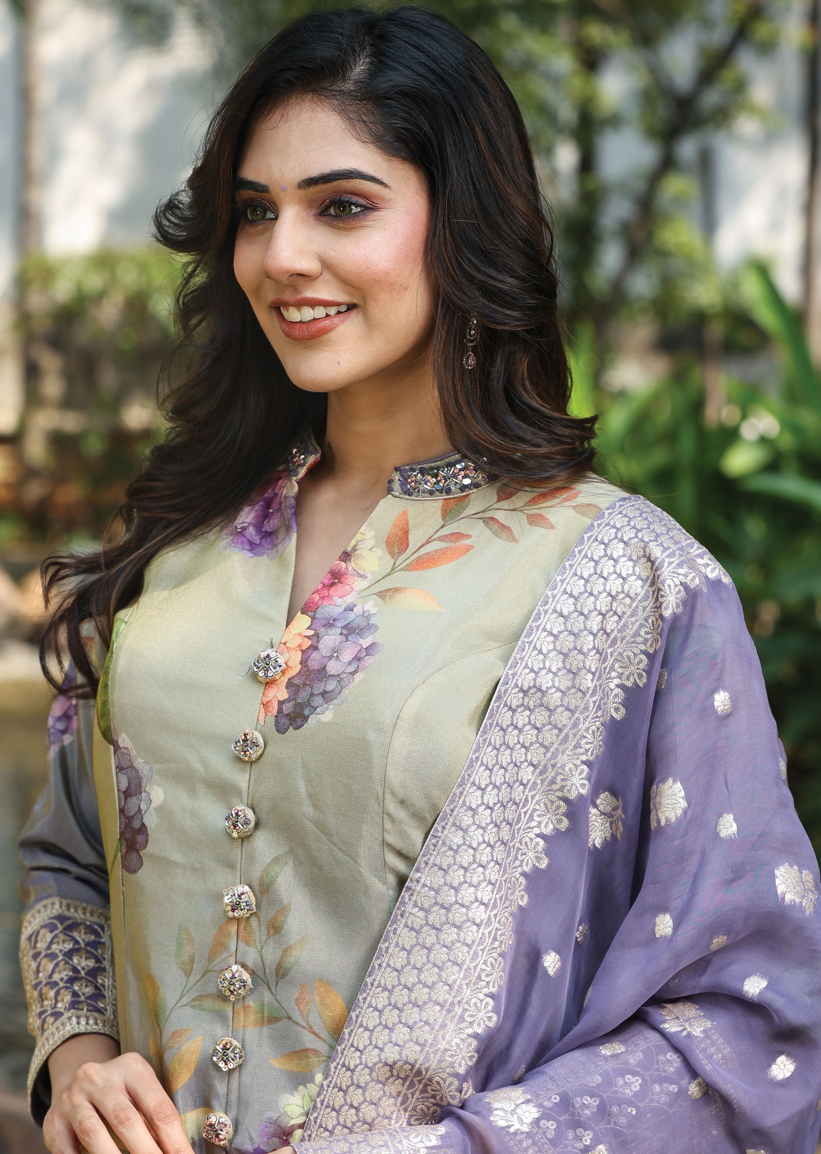 Lavender Tissue Silk Anarkali