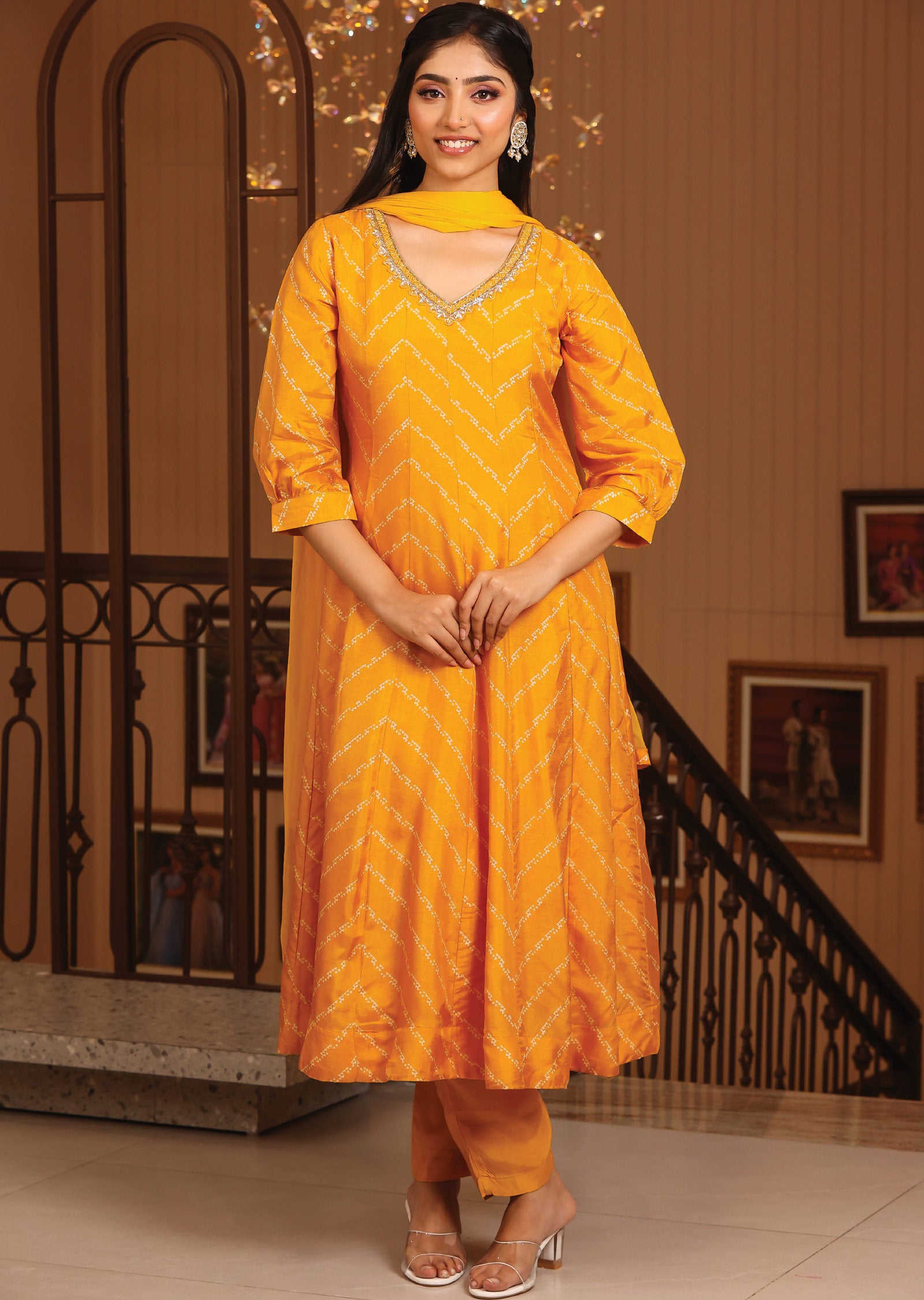 Mustard Silk Anarkali Suit