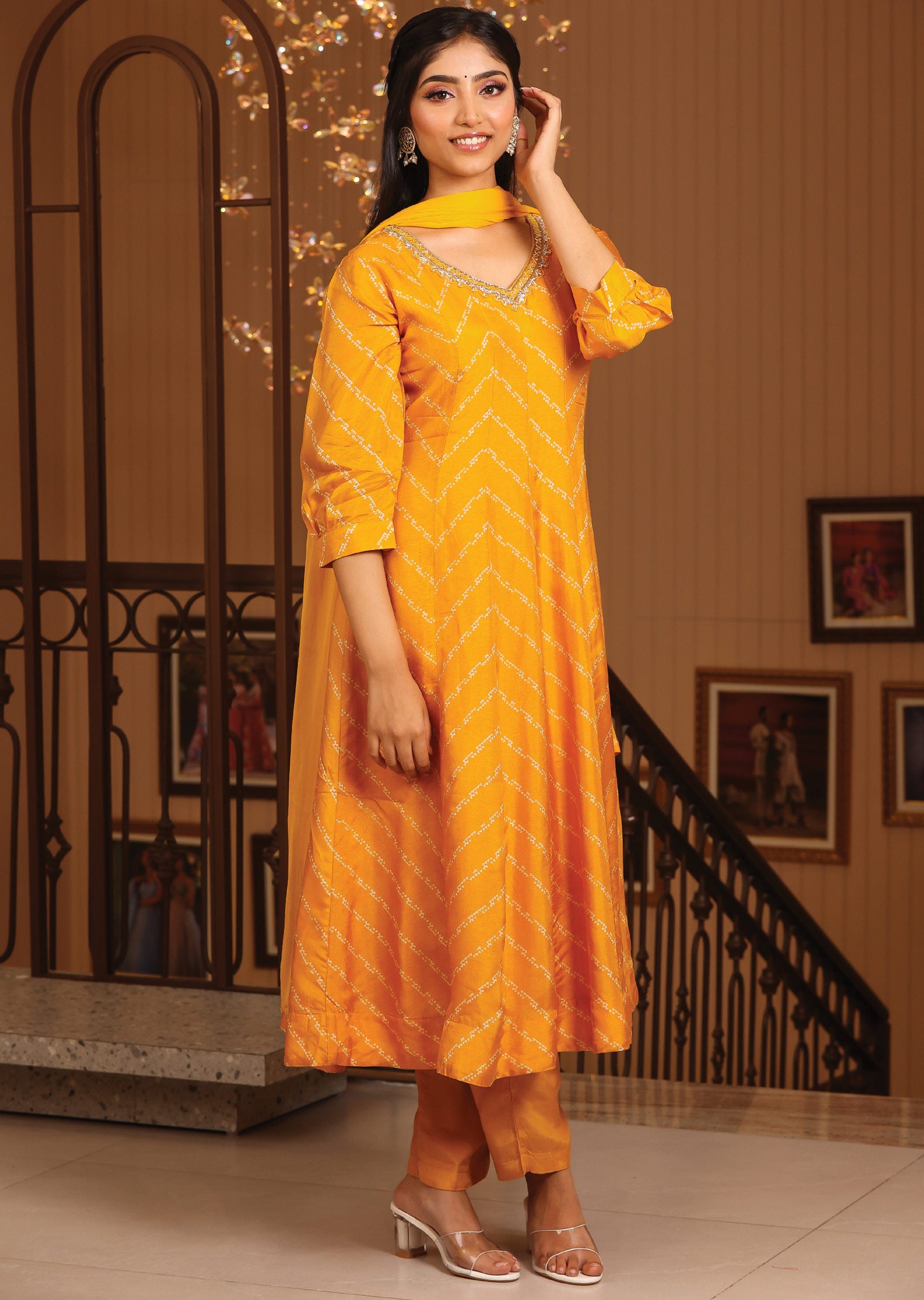 Mustard Silk Anarkali Suit