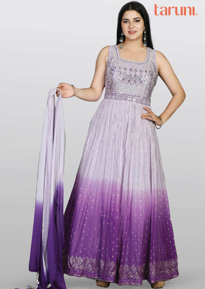 Lavender/Purple Georgette Zardosi & Embroidered Anarkali