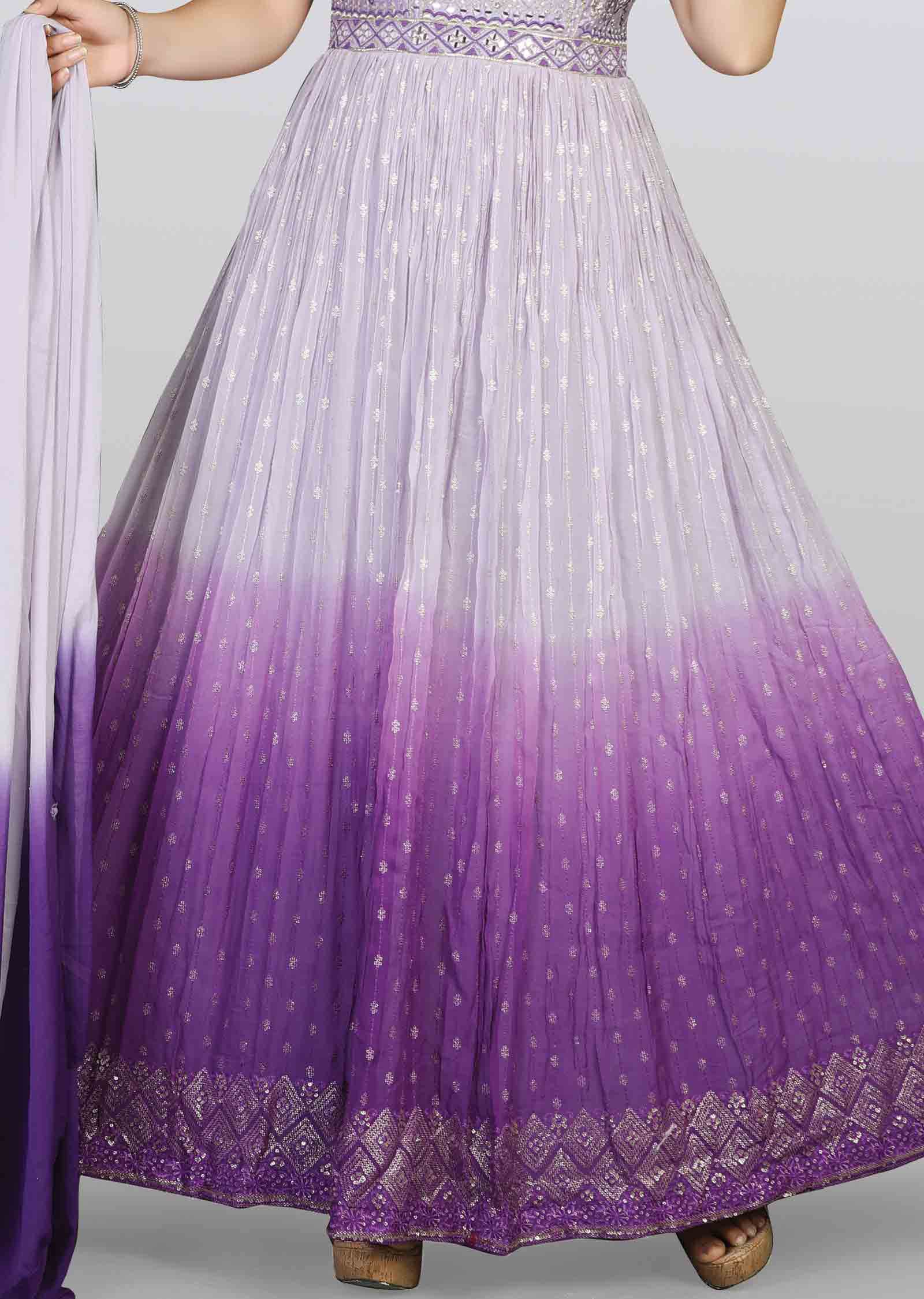 Lavender/Purple Georgette Zardosi & Embroidered Anarkali