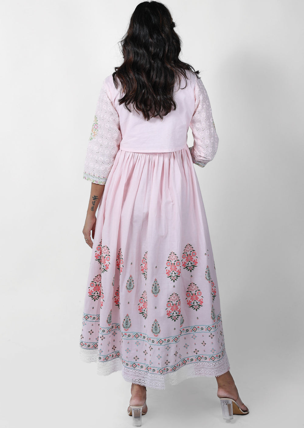 Pink Cotton Shifley Anarkali Set