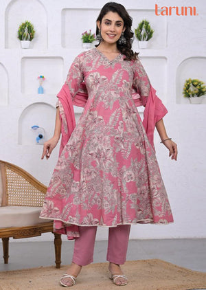 Pink Cotton Anarkali