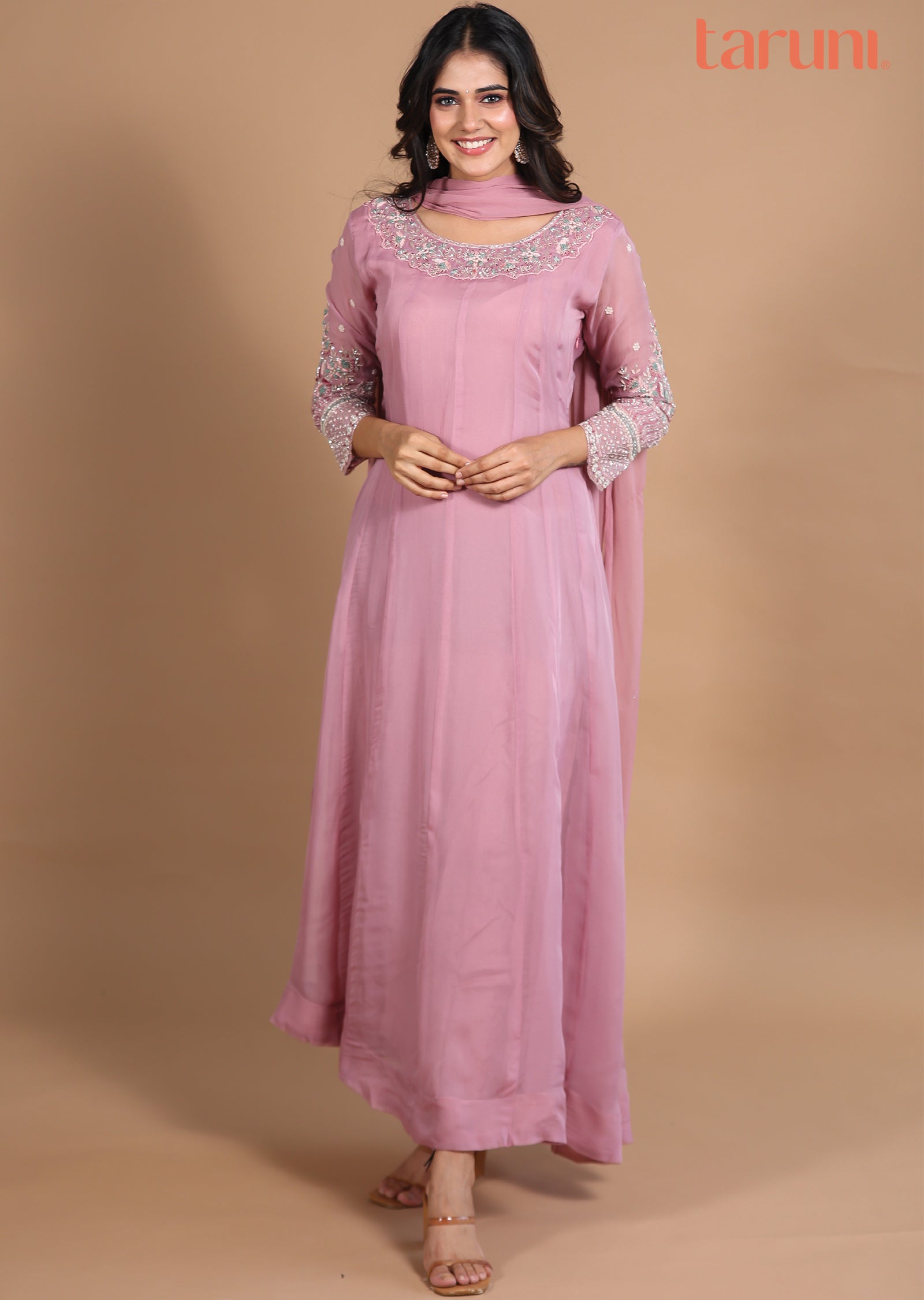 Onion Pink Organza Anarkali