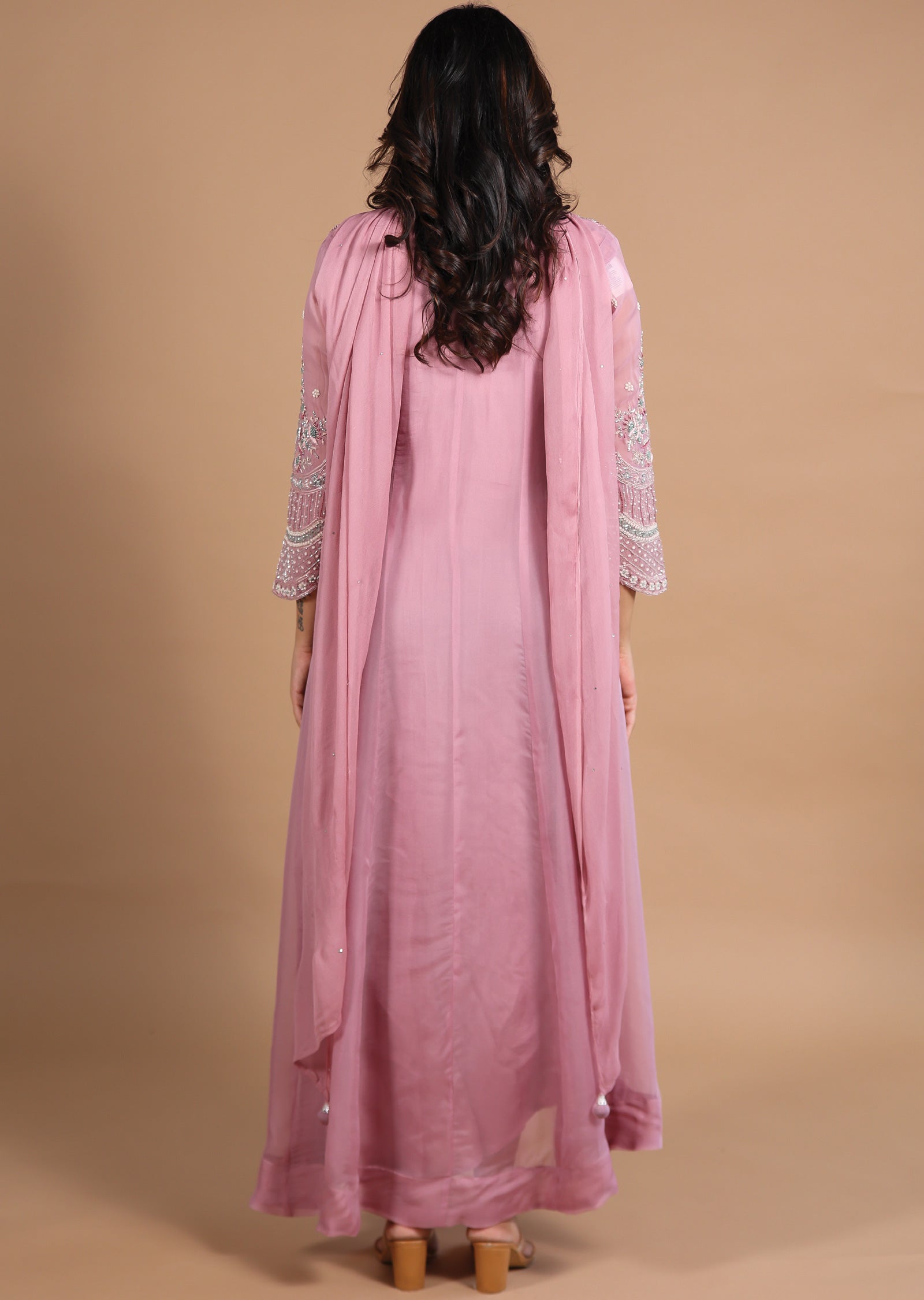 Onion Pink Organza Anarkali