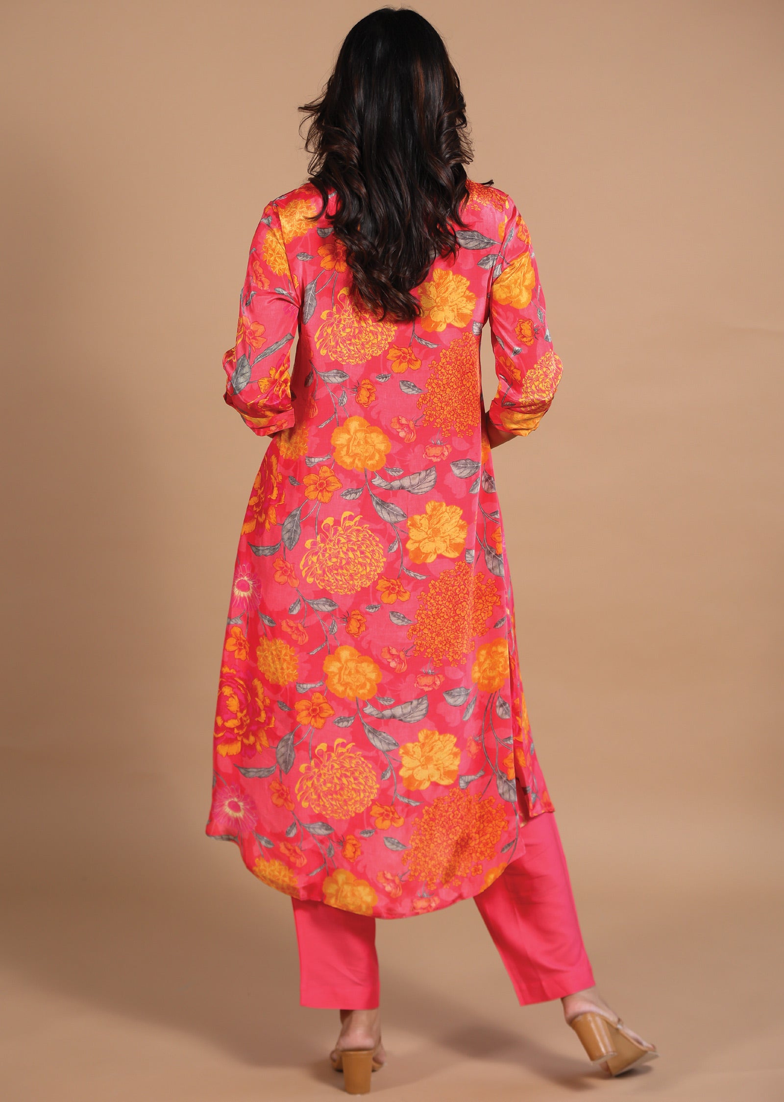 Coral Pink Crepe Anarkali