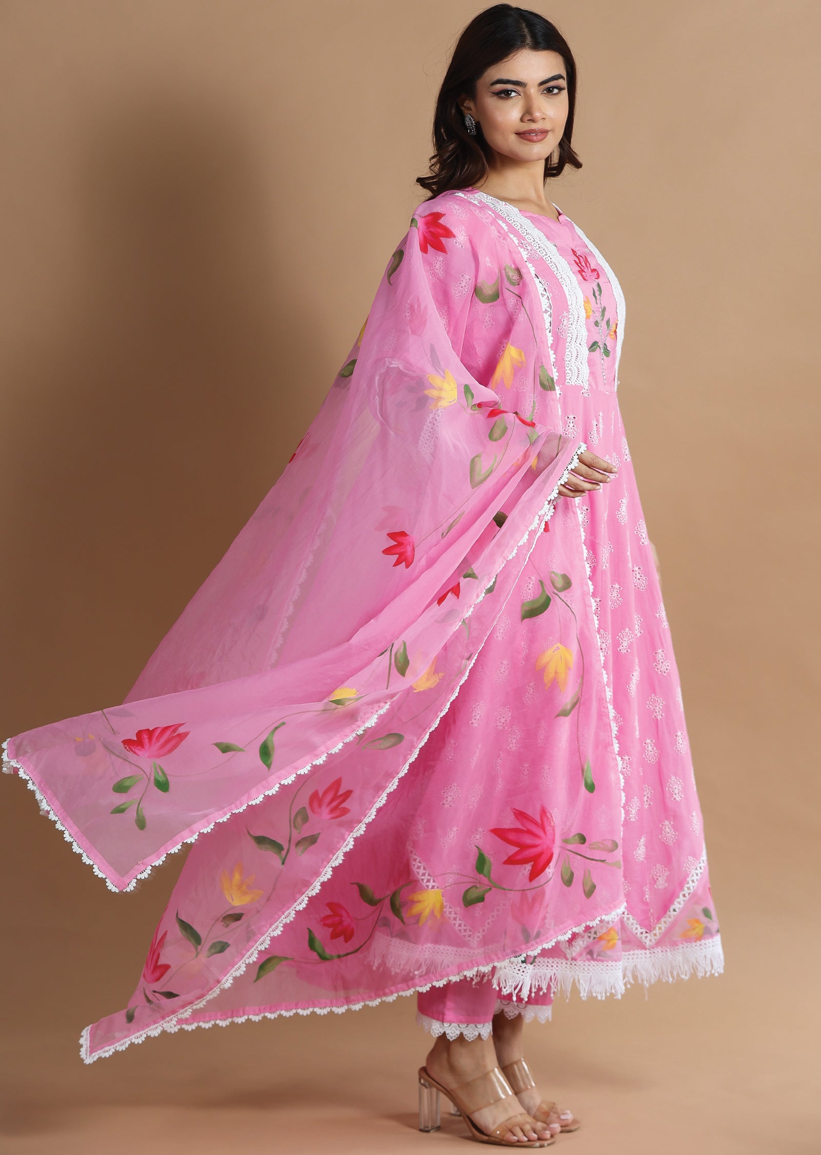 Pink Cotton Anarkali