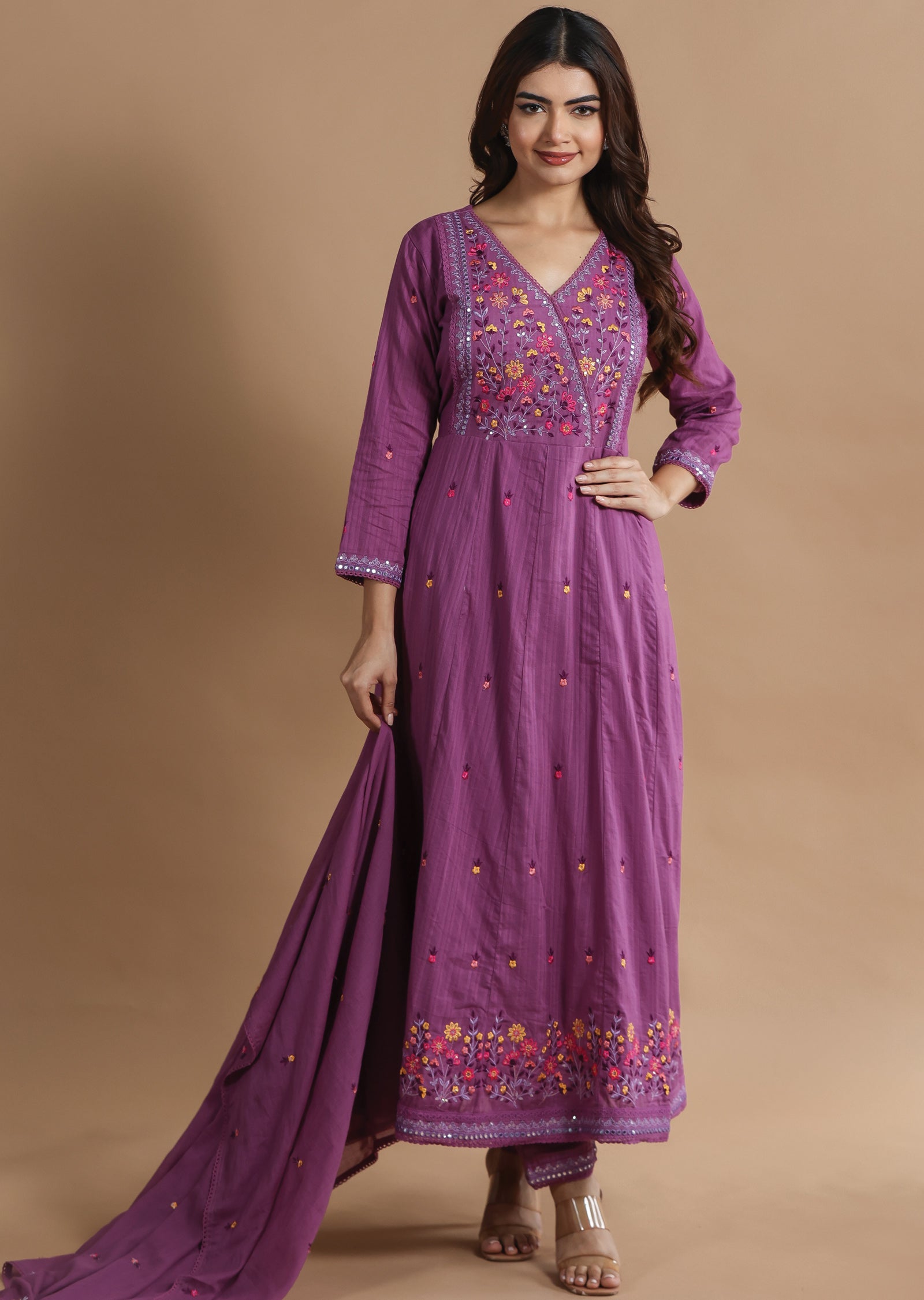 Light Purple Cotton Anarkali