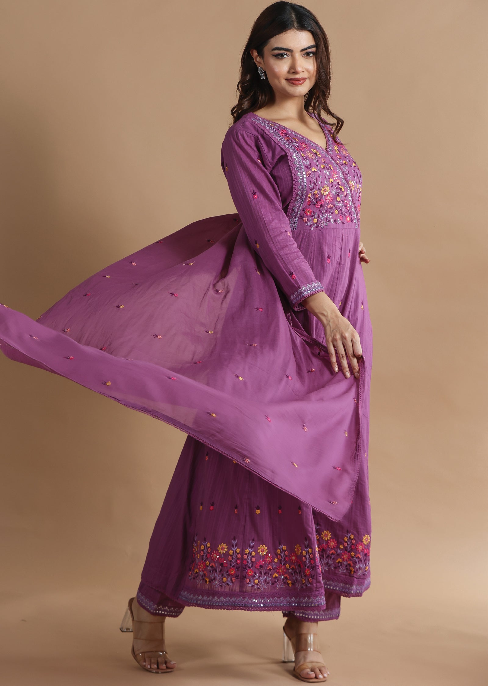 Light Purple Cotton Anarkali