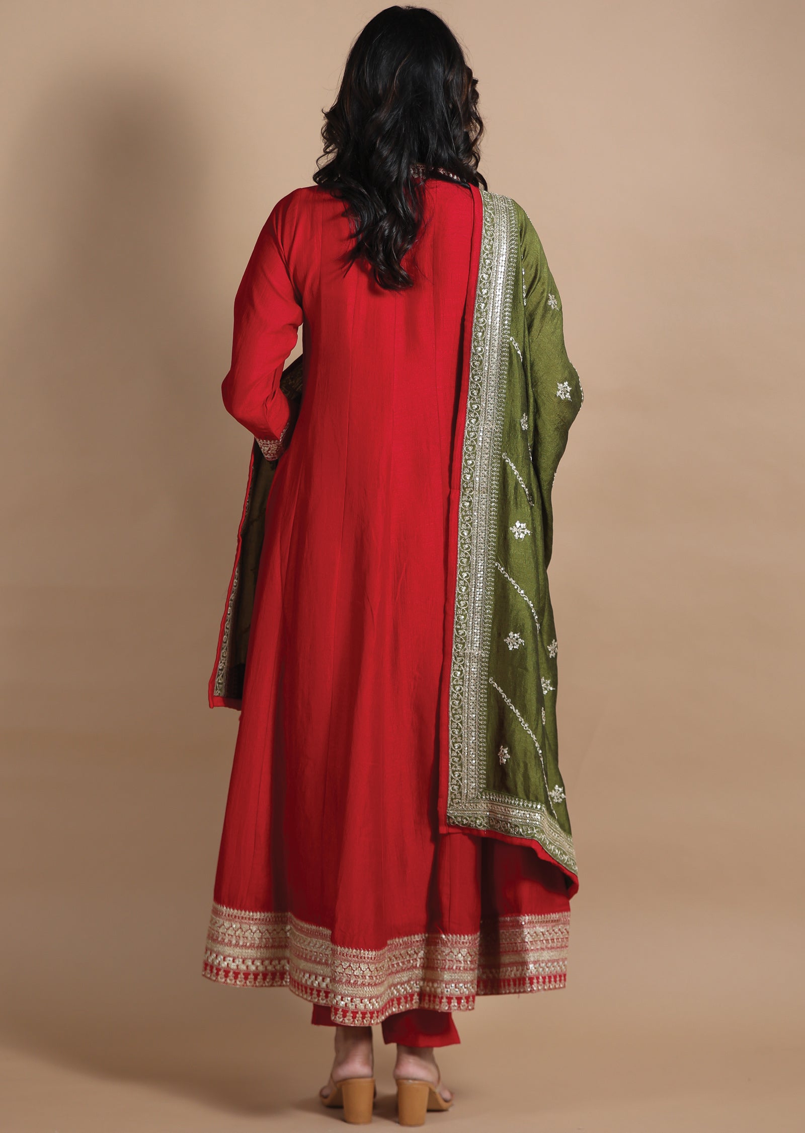 Maroon Silk Anarkali