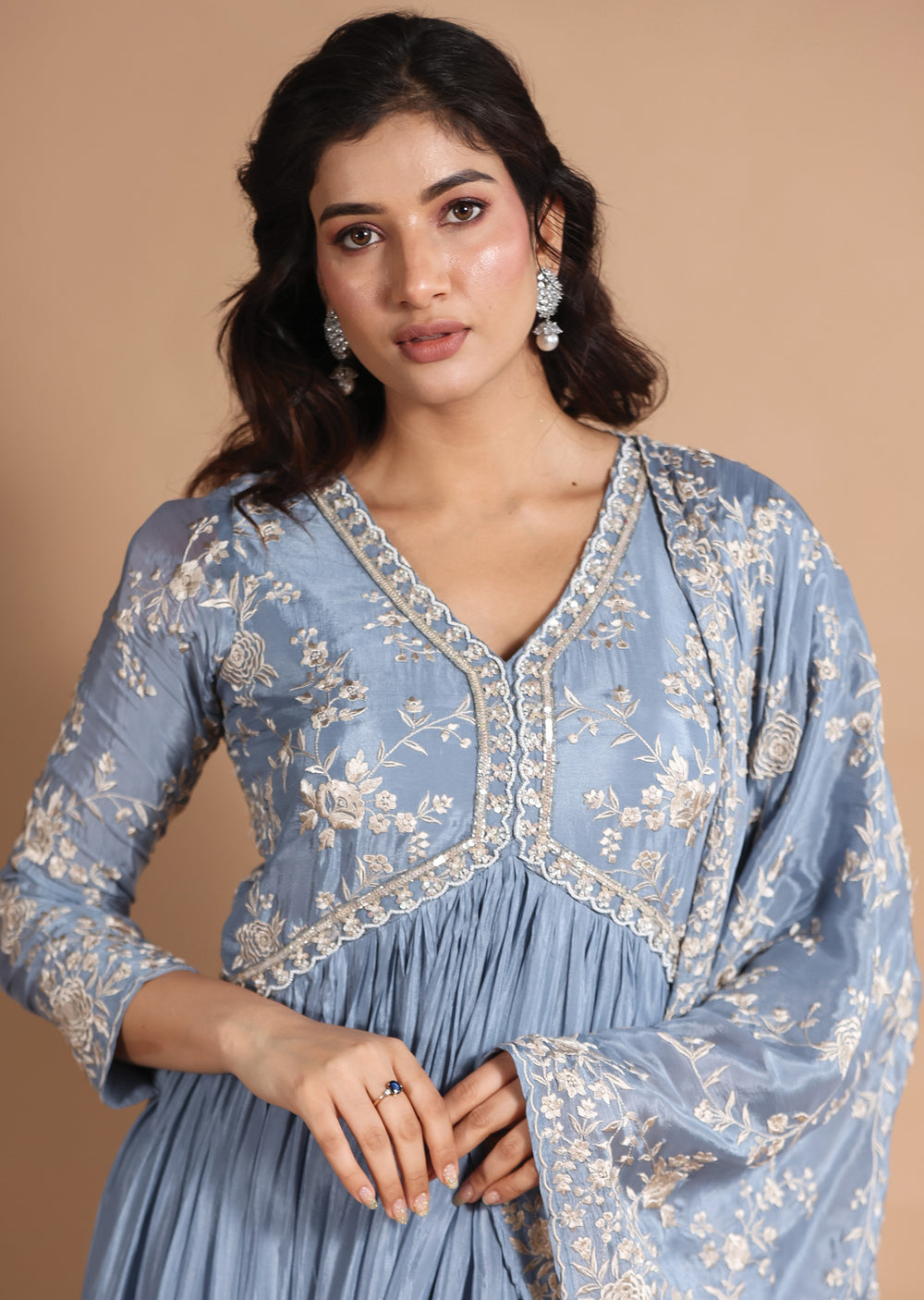 ORANGE CHINNON ANARKALI