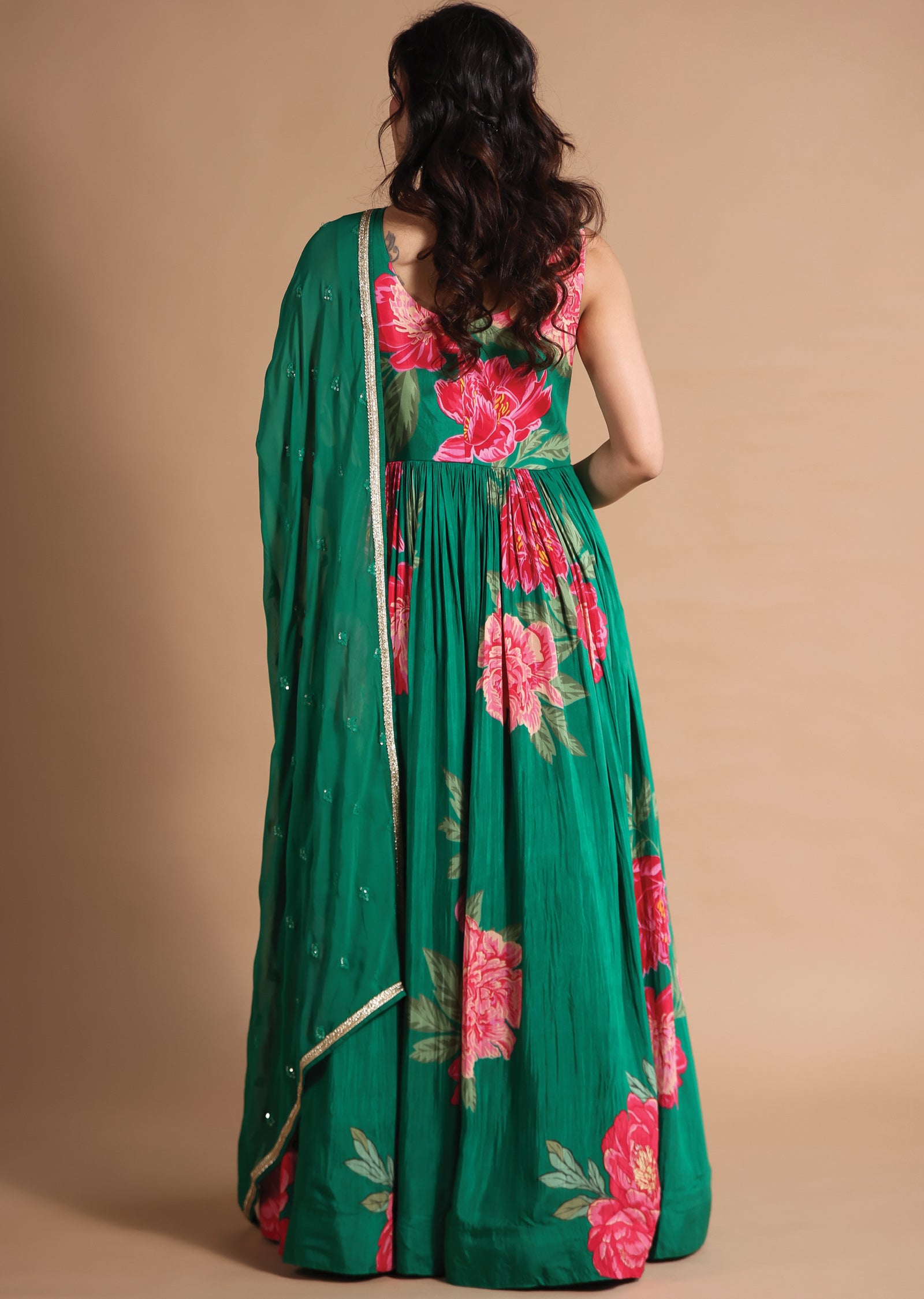 Green Modal Anarkali